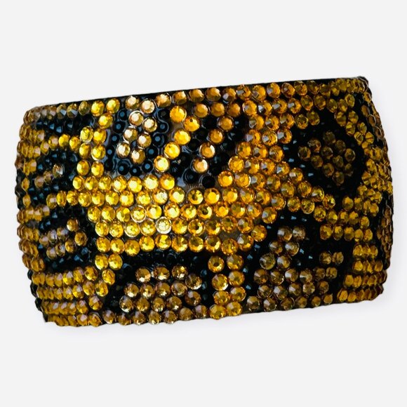 Never Worn  Bold  Leopard Austrian Crystal Cuff Bracelet - Picture 1 of 6